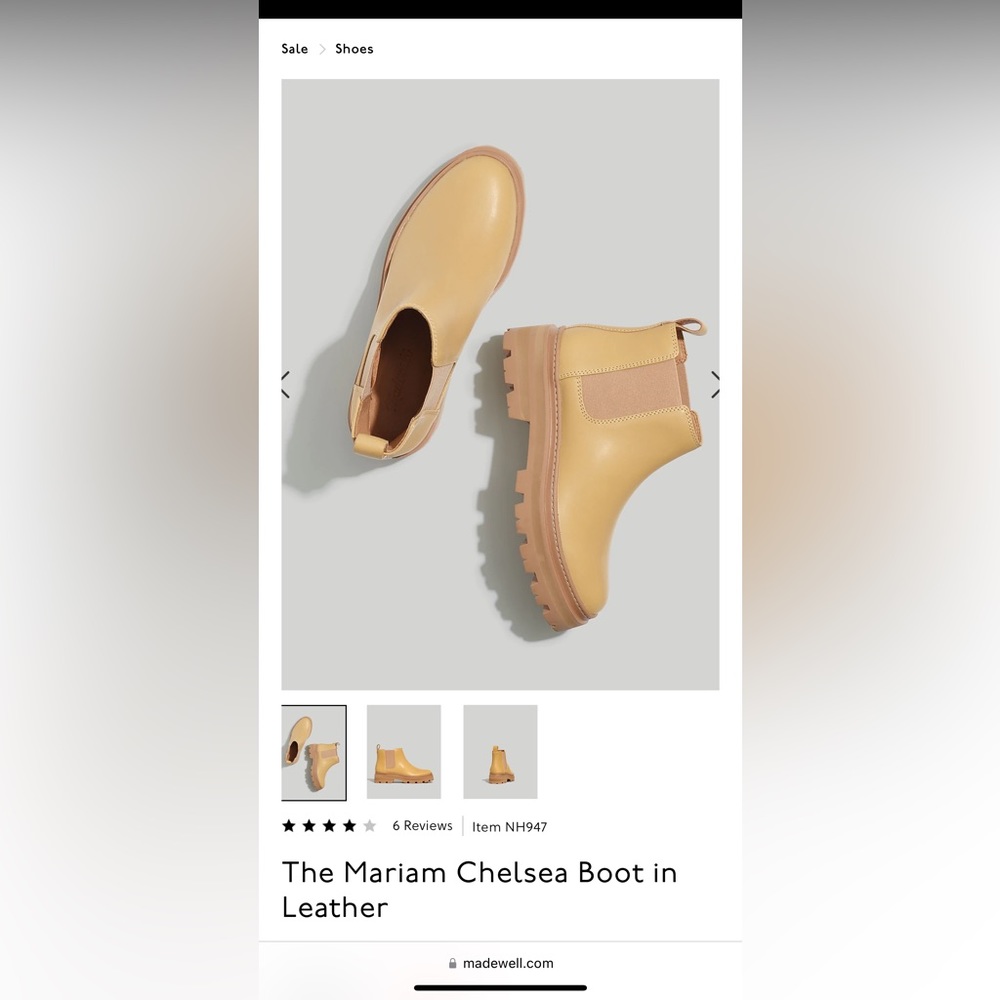 The Miriam Chelsea Boot in Leather, Madewell, Size 8